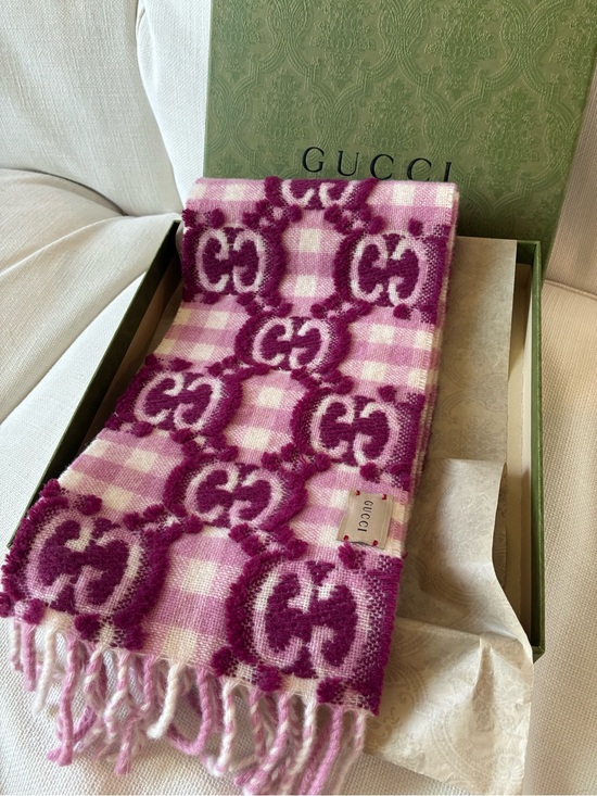 Gucci Accessories - *NWT* Gucci Pink & Plum GG Check Wool Scarf 🧣 16*140cm